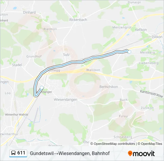611 Bus Line Map