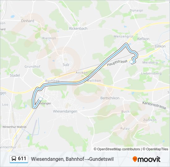 611 Bus Line Map