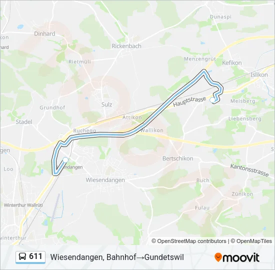 611 Bus Line Map