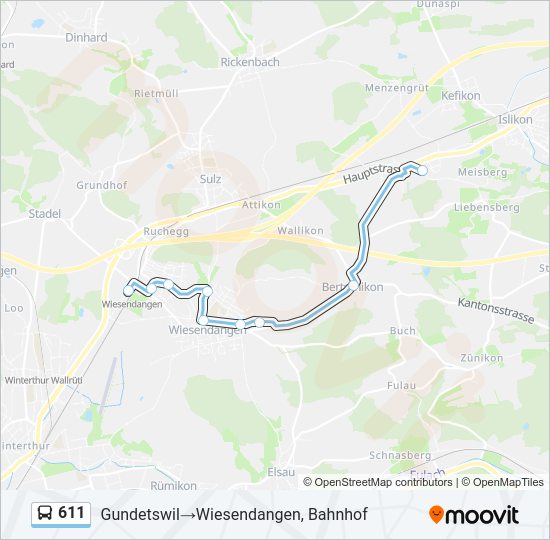 611 Bus Line Map