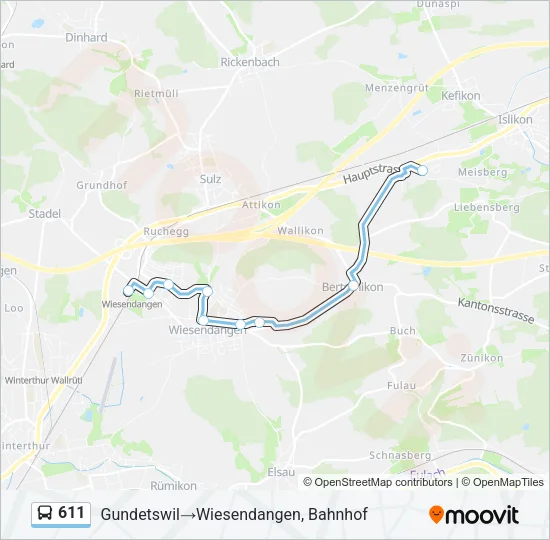 611 Bus Line Map