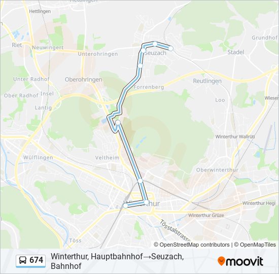 Plan de la ligne 674 de bus