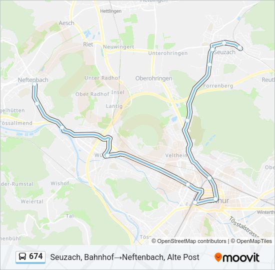 674 Bus Line Map