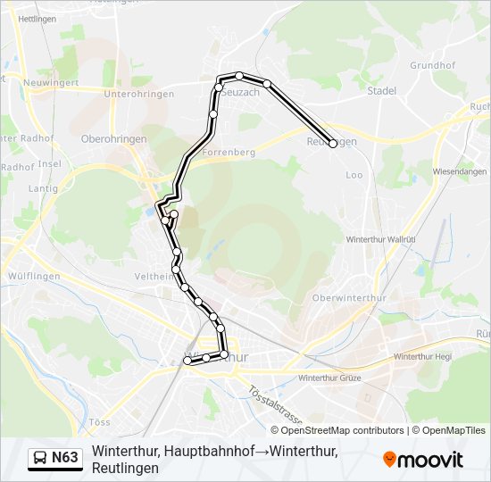 N63 Bus Line Map