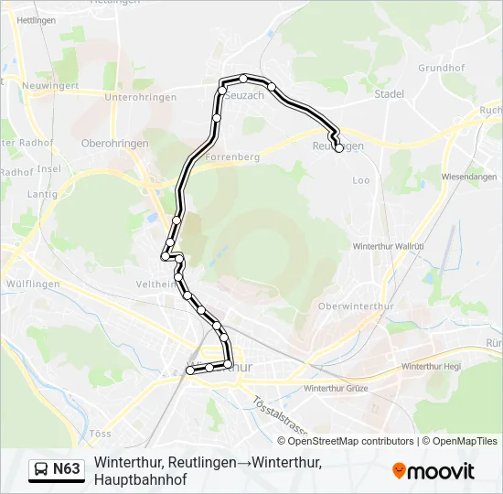 N63 Bus Line Map