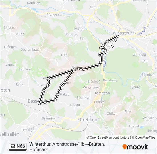 N66 Bus Line Map