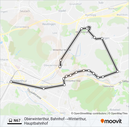 N67 Bus Line Map