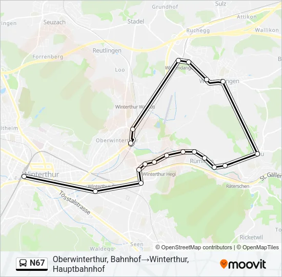 N67 Bus Line Map