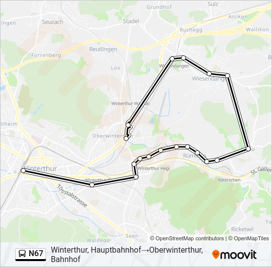 N67 Bus Line Map