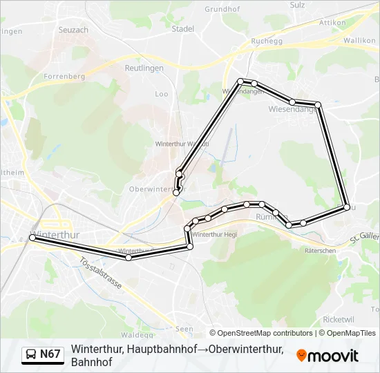 N67 Bus Line Map