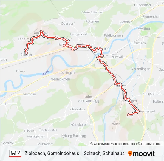 Plan de la ligne 2 de bus