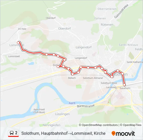 Plan de la ligne 2 de bus
