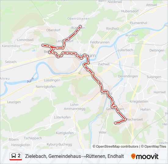 Plan de la ligne 2 de bus