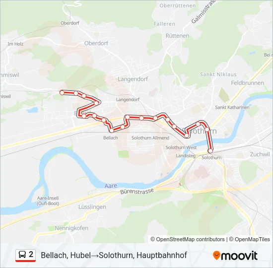 Plan de la ligne 2 de bus