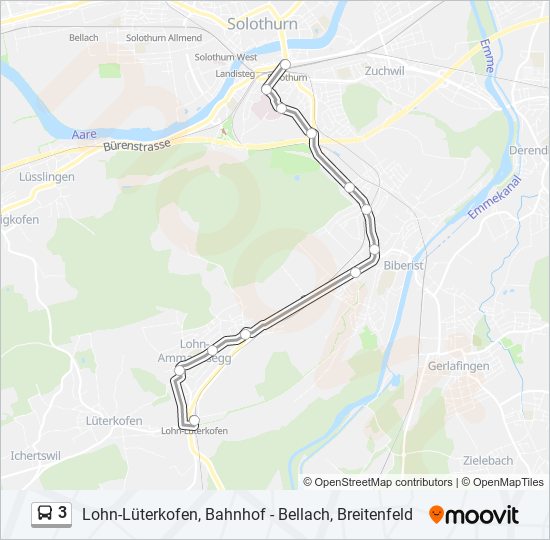 Plan de la ligne 3 de bus