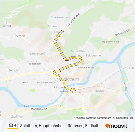 Plan de la ligne 4 de bus