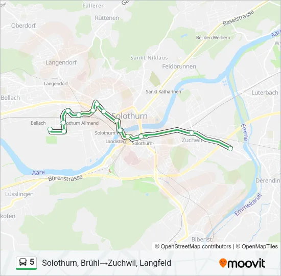 5 Bus Line Map
