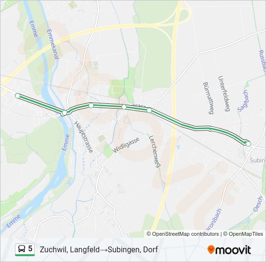 5 Bus Line Map