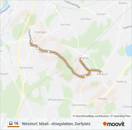 16 Bus Line Map