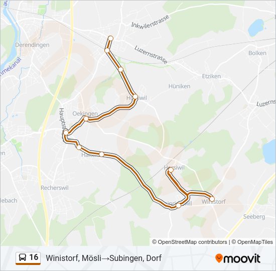 16 Bus Line Map