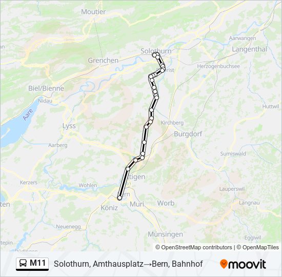 M11 bus Line Map