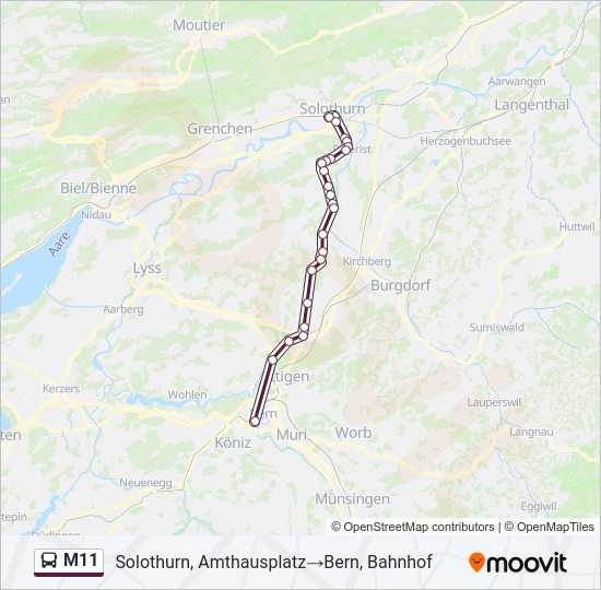 Plan de la ligne M11 de bus