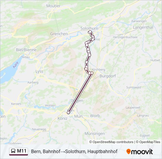 M11 Bus Line Map