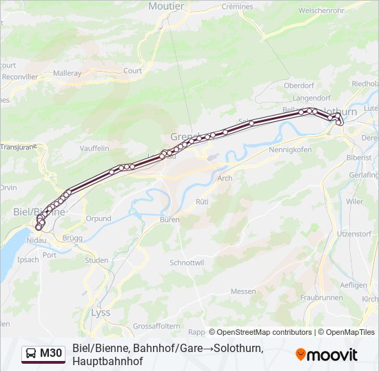 M30 bus Line Map