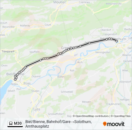 M30 Bus Line Map