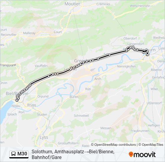M30 Bus Line Map