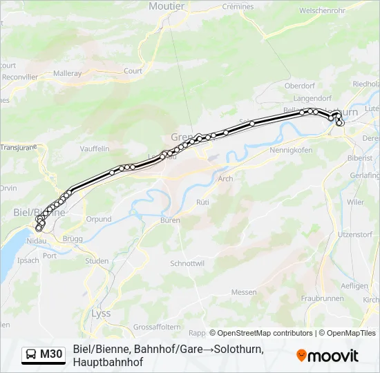 M30 Bus Line Map