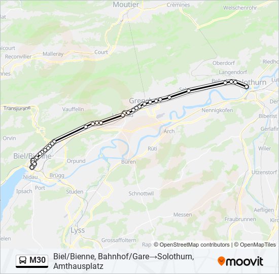 M30 bus Line Map