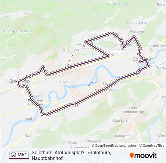 Plan de la ligne M51 de bus