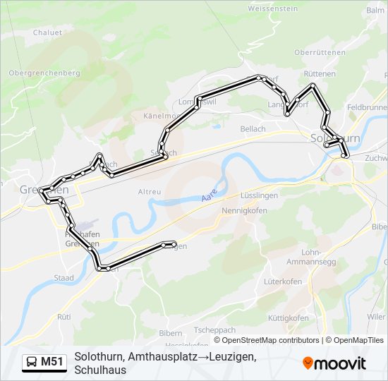 Plan de la ligne M51 de bus