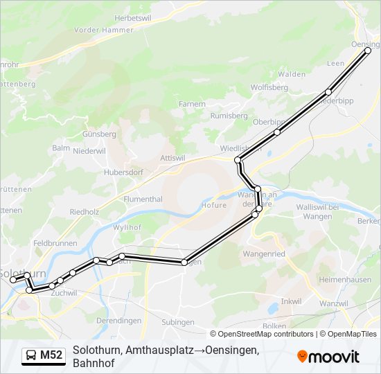 Buslinie M52 Karte