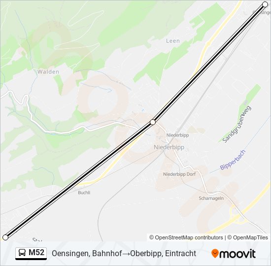 Buslinie M52 Karte