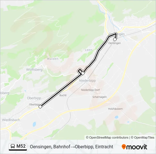 M52 Bus Line Map