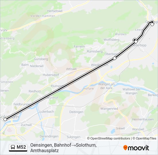 M52 Bus Line Map
