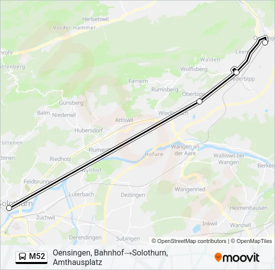 M52 Bus Line Map