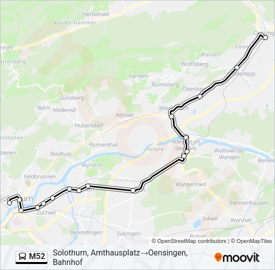M52 Bus Line Map