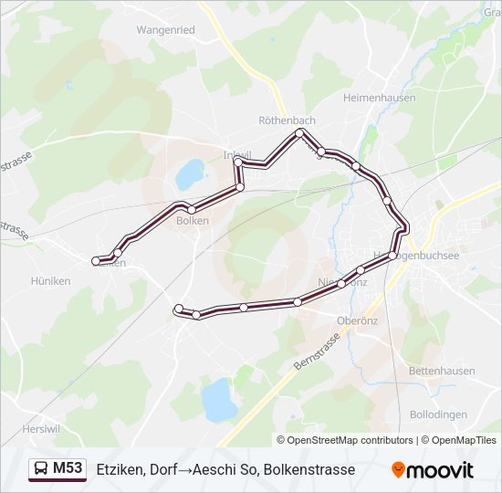 M53 Bus Line Map