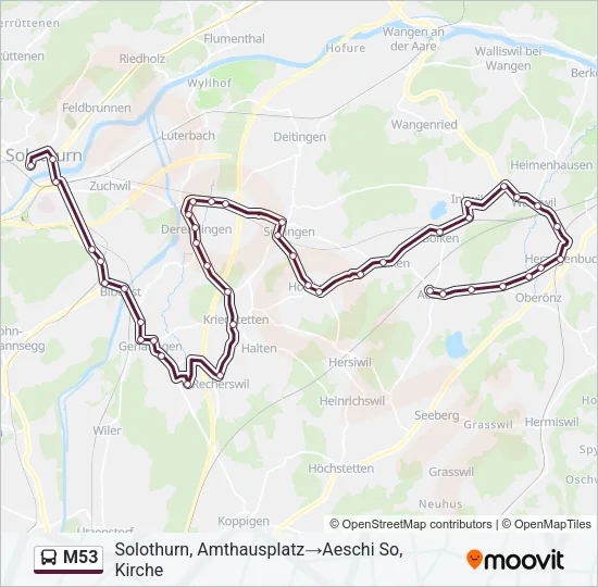 M53 Bus Line Map