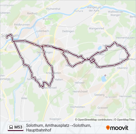 M53 Bus Line Map