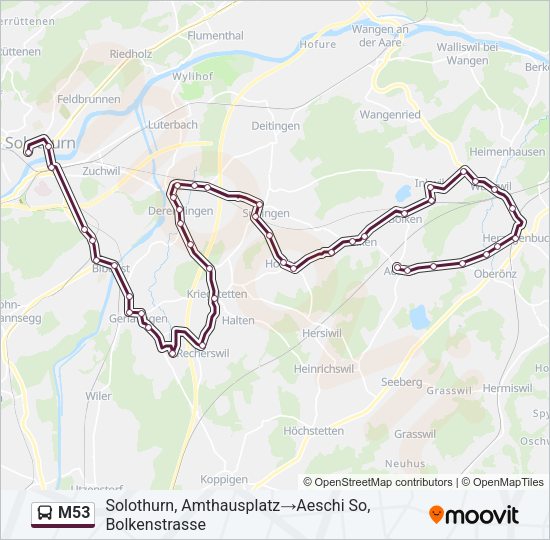 M53 Bus Line Map