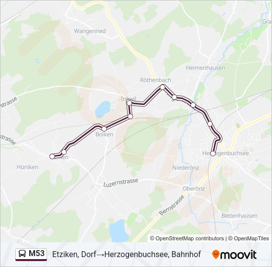 M53 Bus Line Map