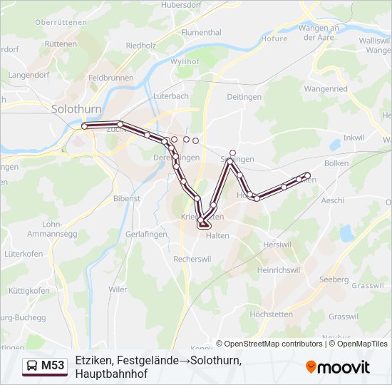 M53 Bus Line Map