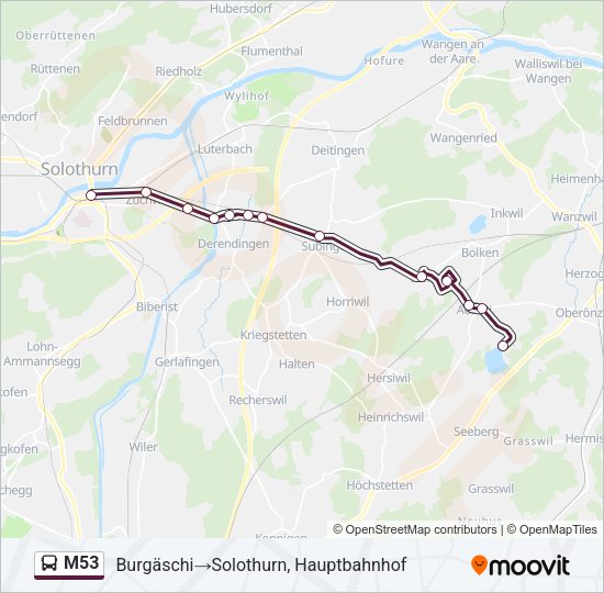 M53 Bus Line Map