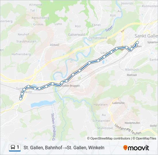 1 Bus Line Map