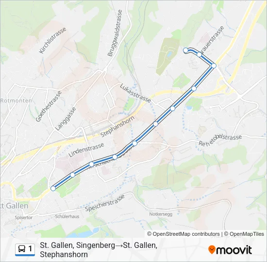 1 Bus Line Map