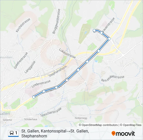Plan de la ligne 1 de bus